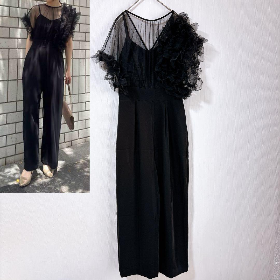 ラグナムーン　チュール　オールインワン　サロペット　パンツドレス　ブラック