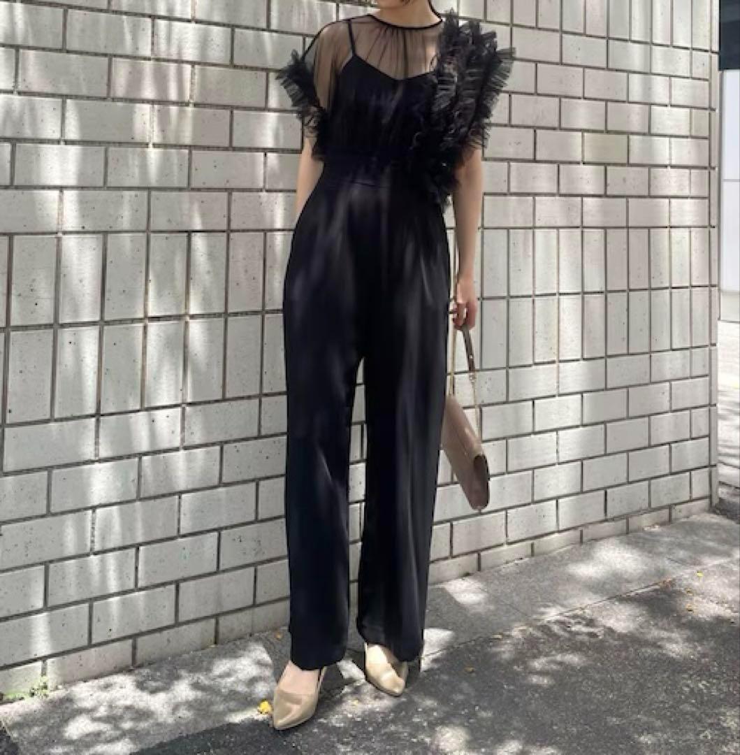ラグナムーン　チュール　オールインワン　サロペット　パンツドレス　ブラック