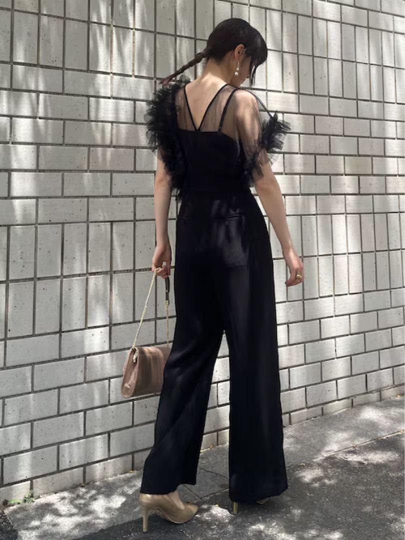 ラグナムーン　チュール　オールインワン　サロペット　パンツドレス　ブラック