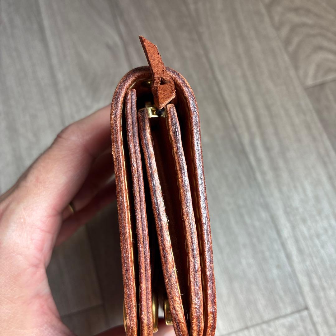 【茶芯】ブラック×ブラウン　トラッカーウォレット　ミドル　真鍮