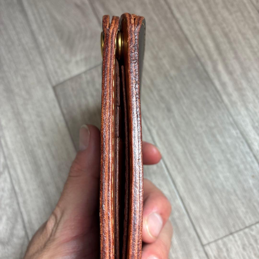 【茶芯】ブラック×ブラウン　トラッカーウォレット　ミドル　真鍮