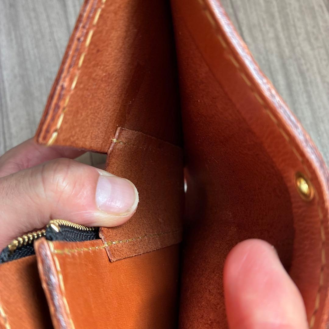 【茶芯】ブラック×ブラウン　トラッカーウォレット　ミドル　真鍮