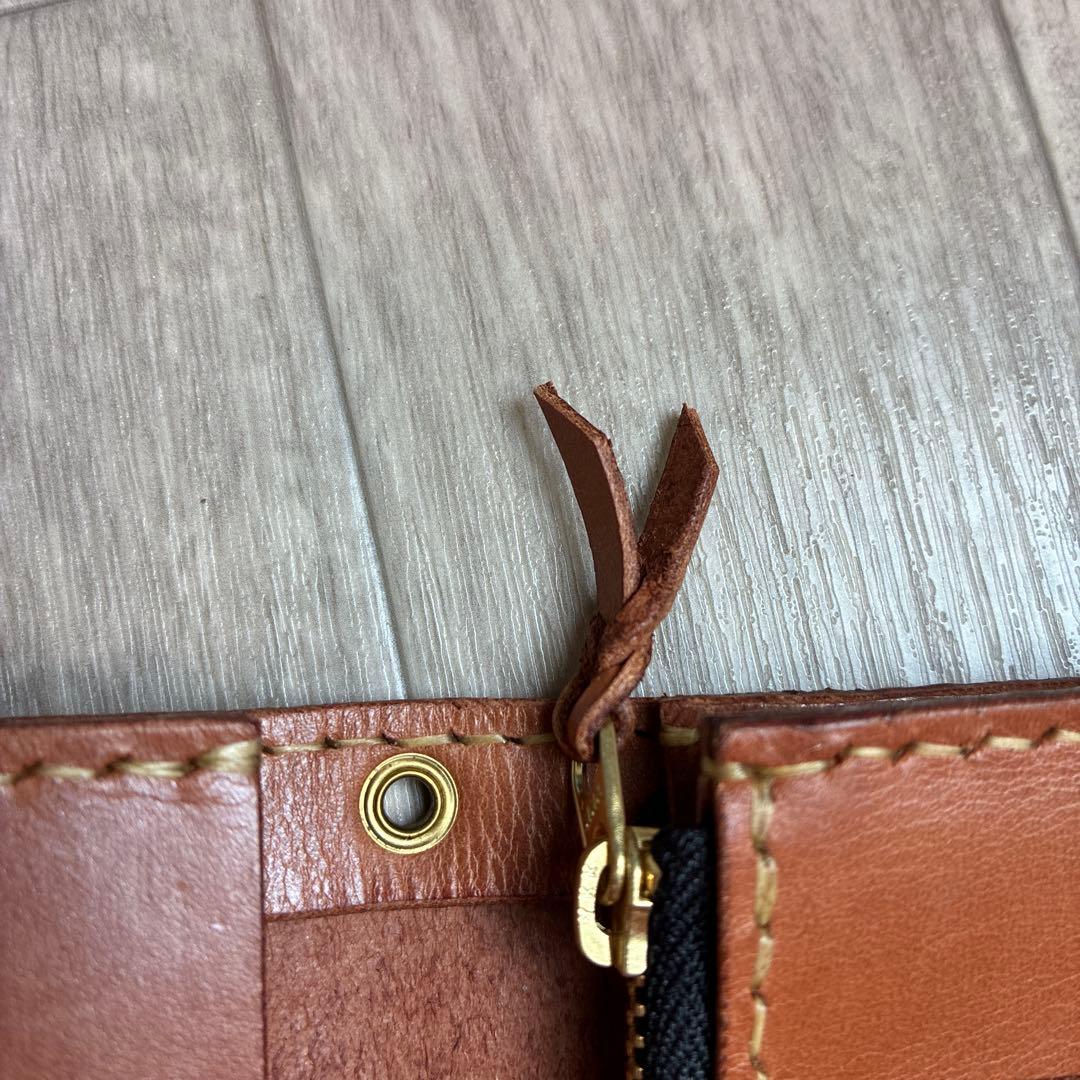 【茶芯】ブラック×ブラウン　トラッカーウォレット　ミドル　真鍮