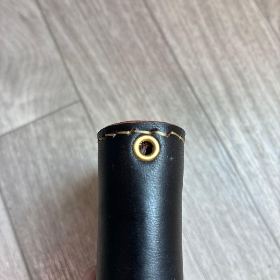 【茶芯】ブラック×ブラウン　トラッカーウォレット　ミドル　真鍮