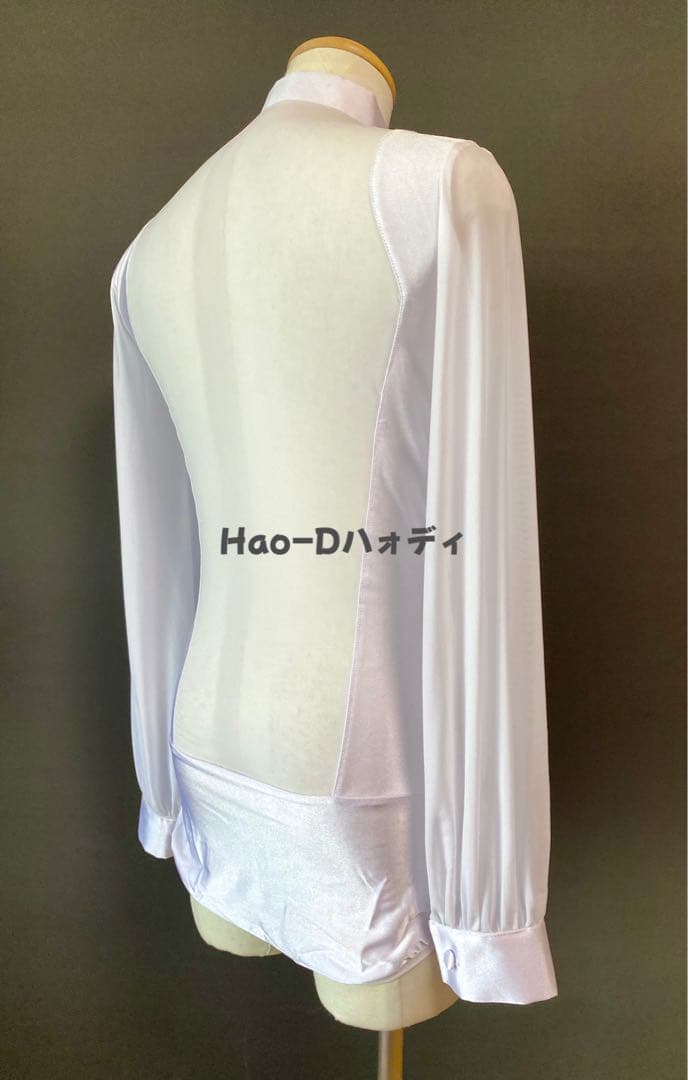 社交ダンス★新品★メンズシャツ★ラテン★立体フリル★白M★