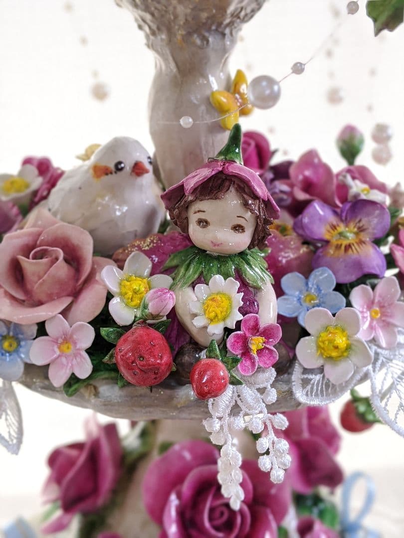 【ひろりん】クレイフラワー♡ロココ調薔薇のフラワーアレンジメント♡メルヘン