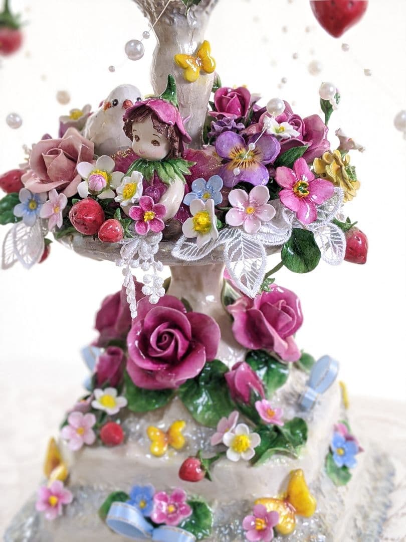 【ひろりん】クレイフラワー♡ロココ調薔薇のフラワーアレンジメント♡メルヘン