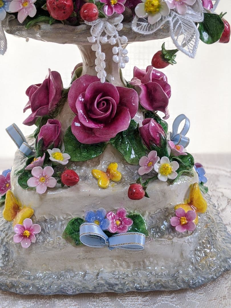 【ひろりん】クレイフラワー♡ロココ調薔薇のフラワーアレンジメント♡メルヘン