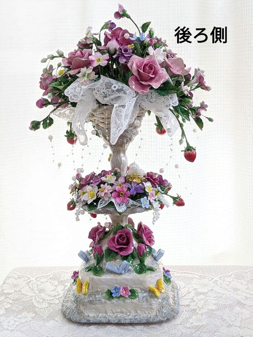 【ひろりん】クレイフラワー♡ロココ調薔薇のフラワーアレンジメント♡メルヘン