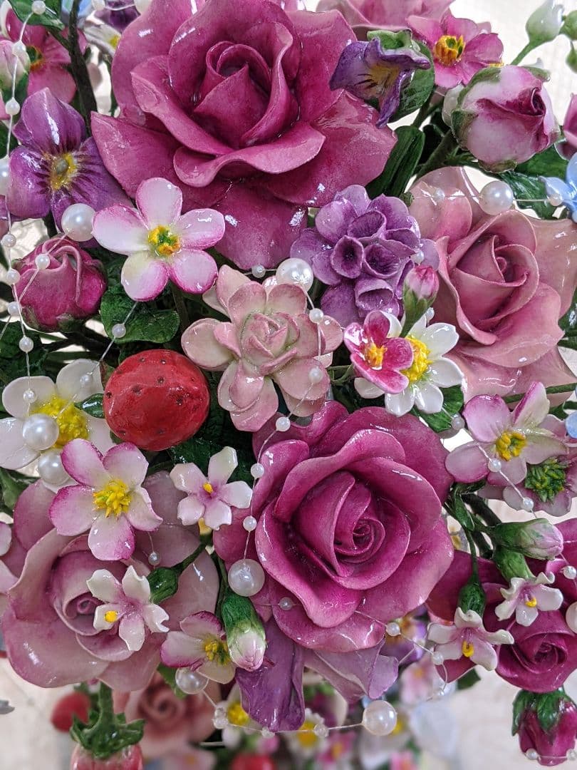 【ひろりん】クレイフラワー♡ロココ調薔薇のフラワーアレンジメント♡メルヘン