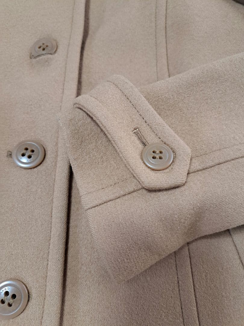 バーバリーブルーレーベル　ウールコート　ノバチェック　ロゴボタン　キャメル　M