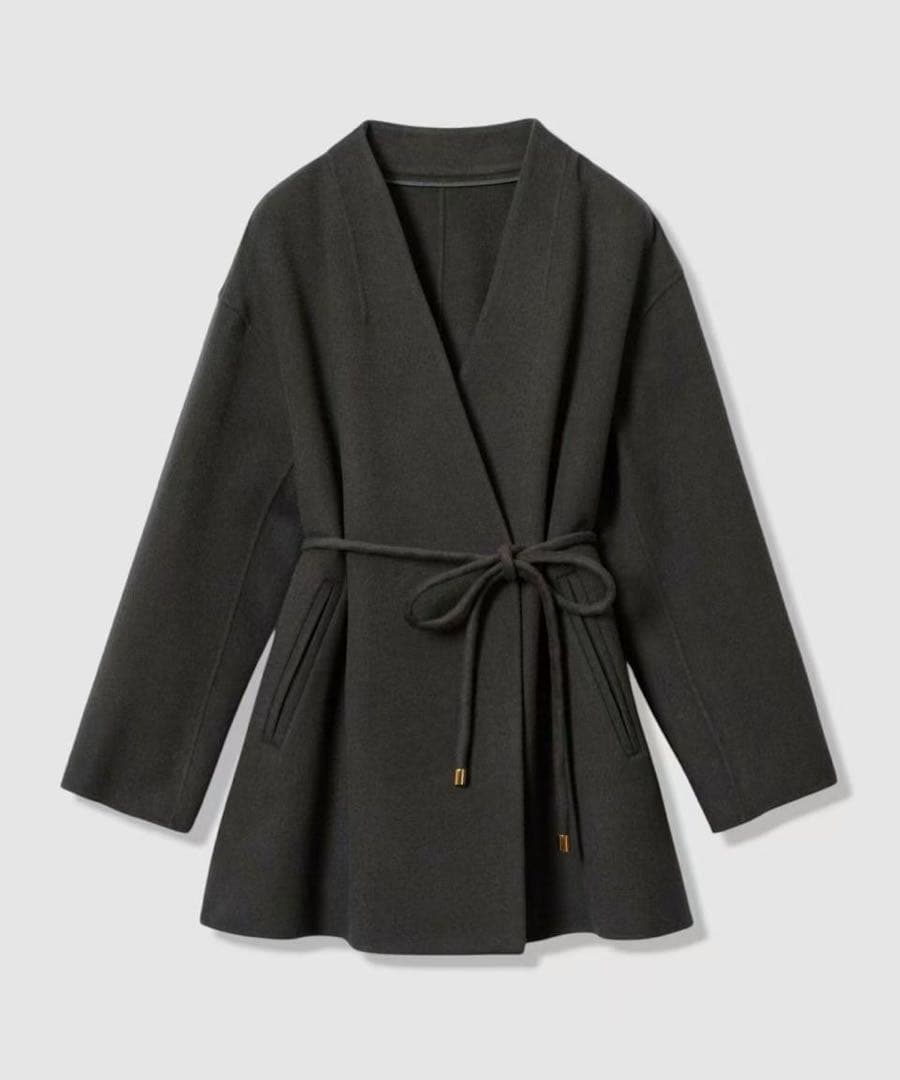 allureville カシミヤ混リバーミドルラップコート