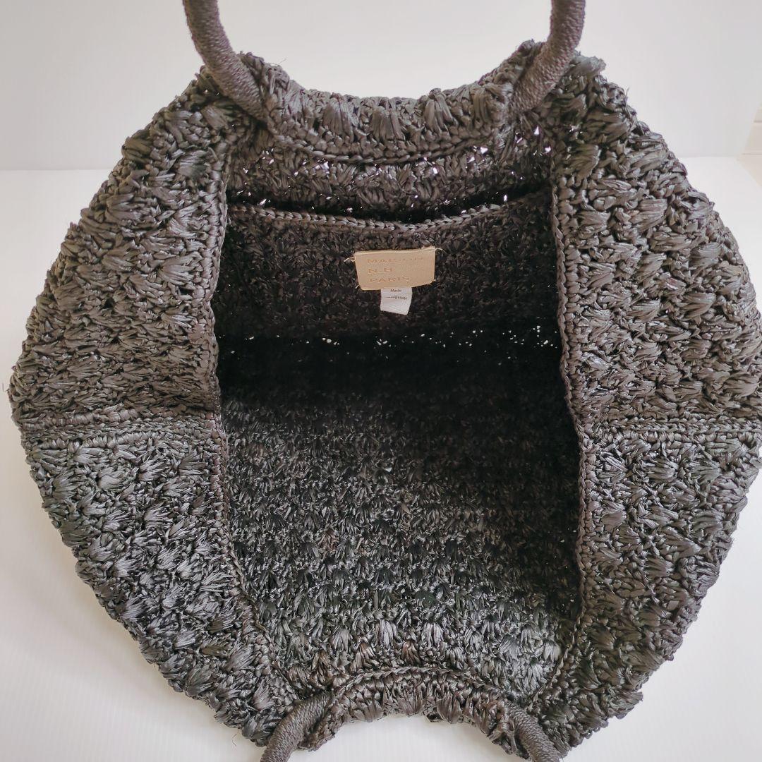 【美品】メゾンエヌアッシュパリ　ラフィア　カゴバッグ　ハンドバッグ　大容量