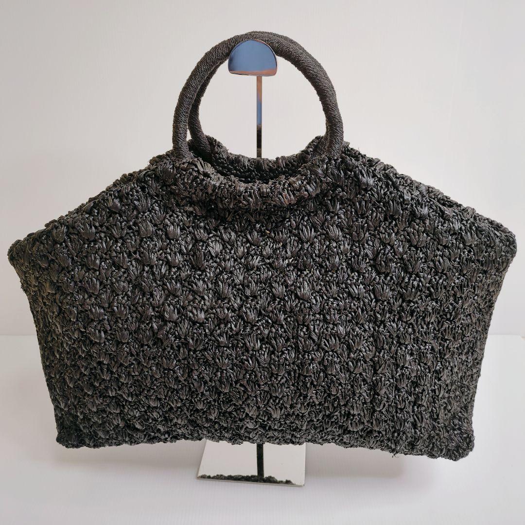 【美品】メゾンエヌアッシュパリ　ラフィア　カゴバッグ　ハンドバッグ　大容量