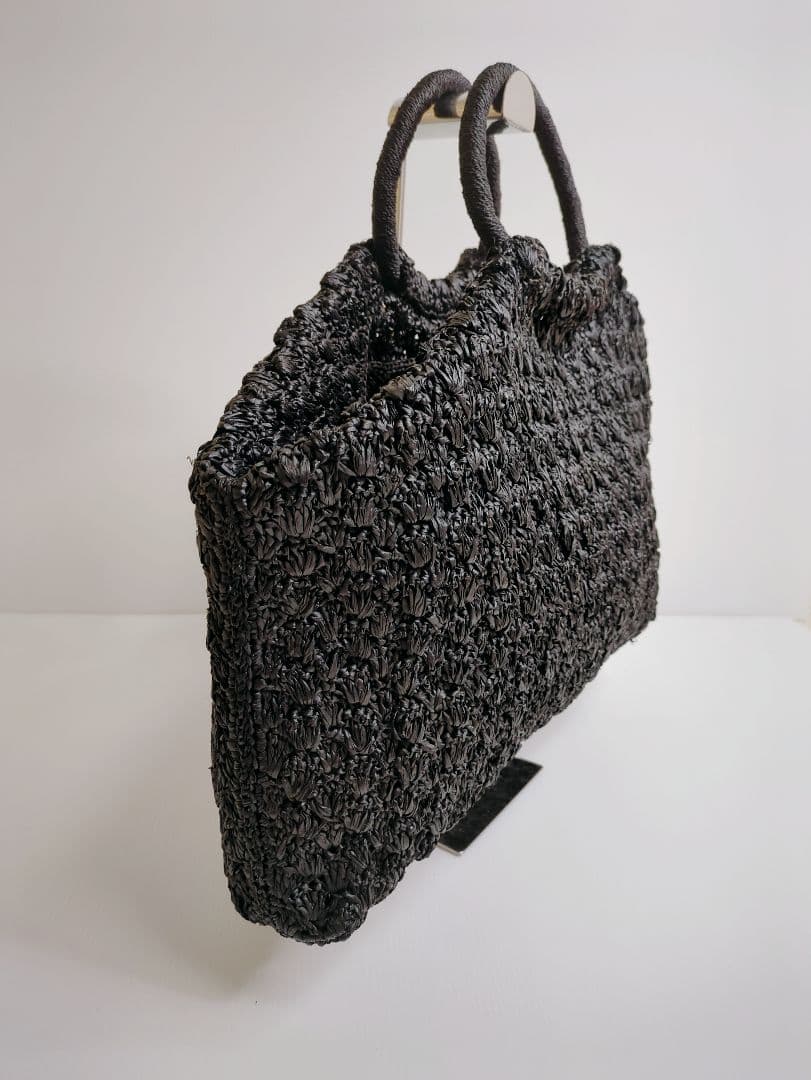 【美品】メゾンエヌアッシュパリ　ラフィア　カゴバッグ　ハンドバッグ　大容量