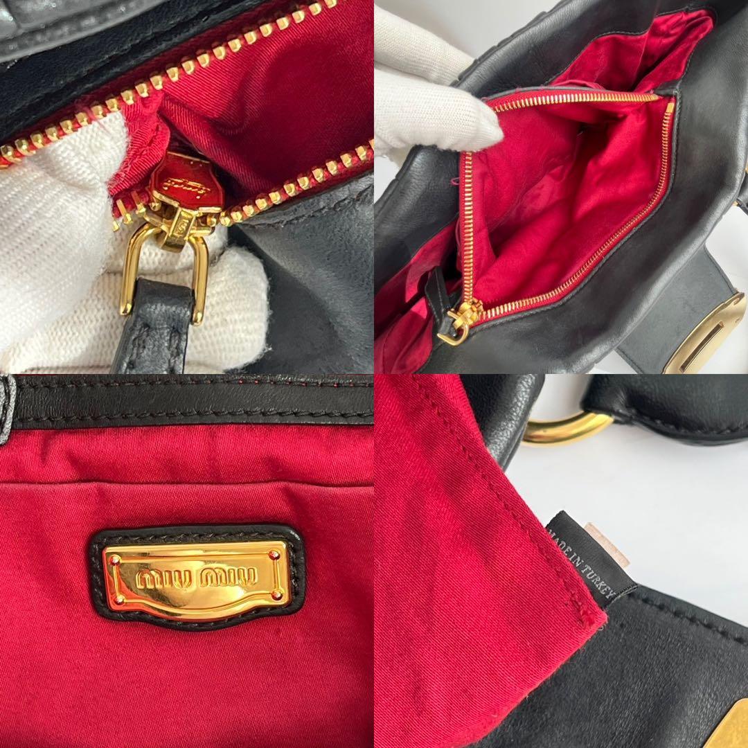 ✨極美品✨　MIUMIU マテラッセル　トートバッグ　レザー　黒　ターンロック