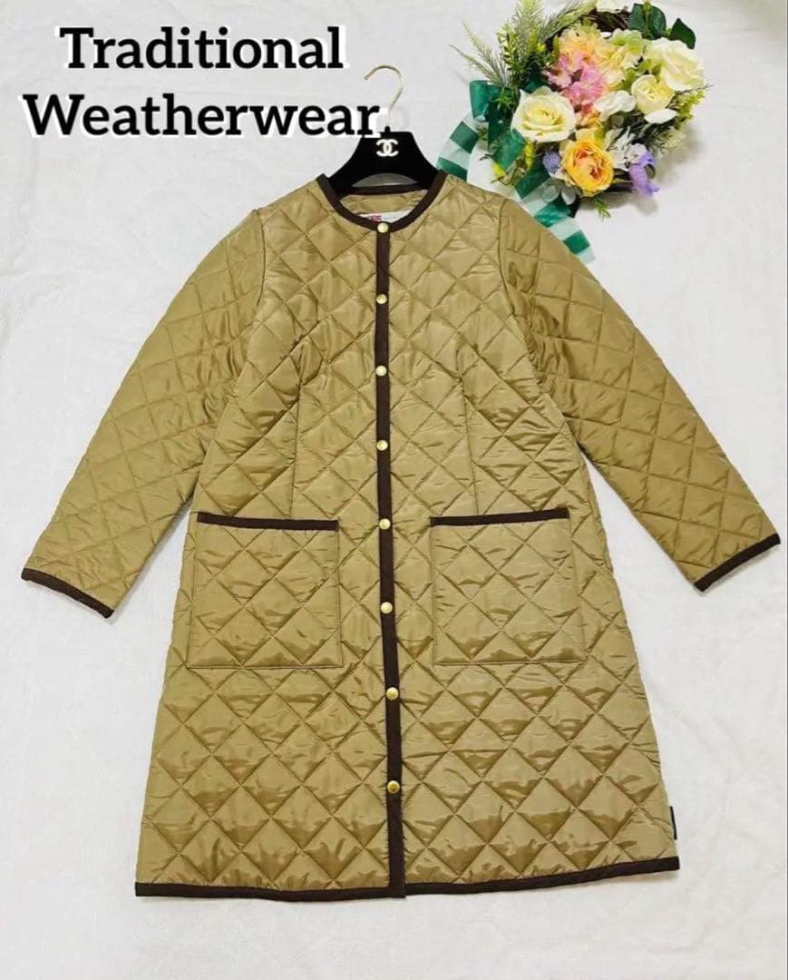 トラディショナルウェザーウェア　キルティングコート　ベージュ