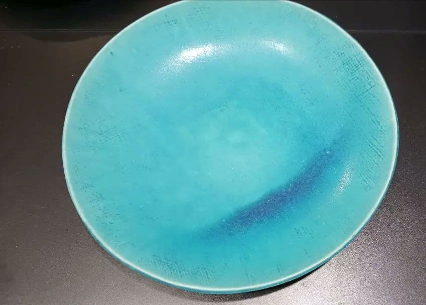 大嶺工房　やちむん　ターコイズグラデーション皿 27cm