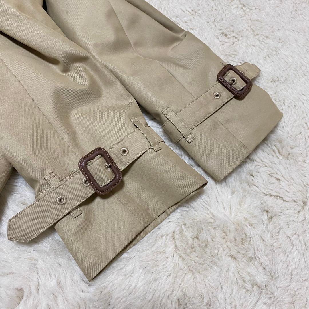 アクアスキュータム　トレンチコート　ベルト　ベージュ　ギャバジン　クラブチェック