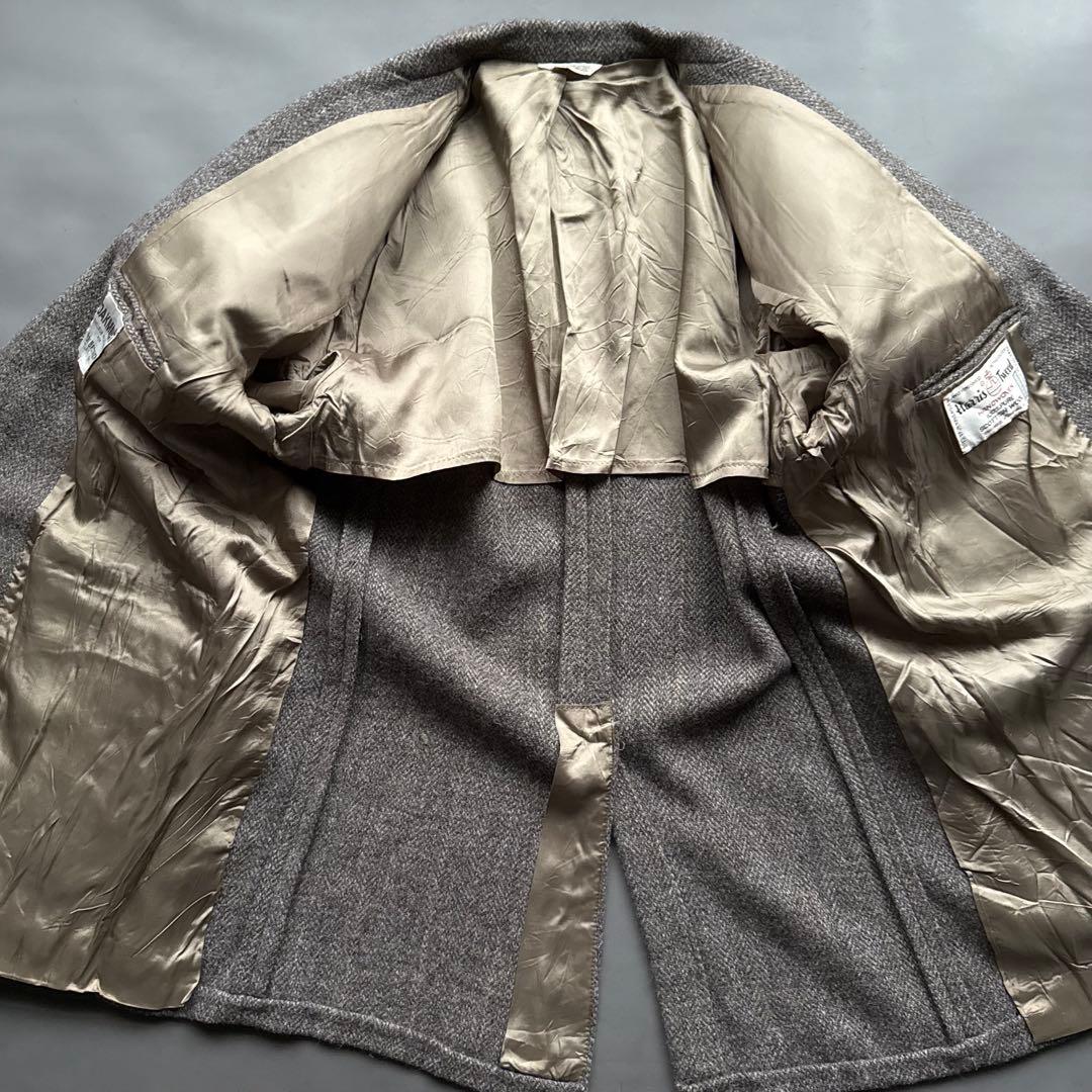 80s USA製 ハリスツイード テーラードジャケット ブラウン ヴィンテージ