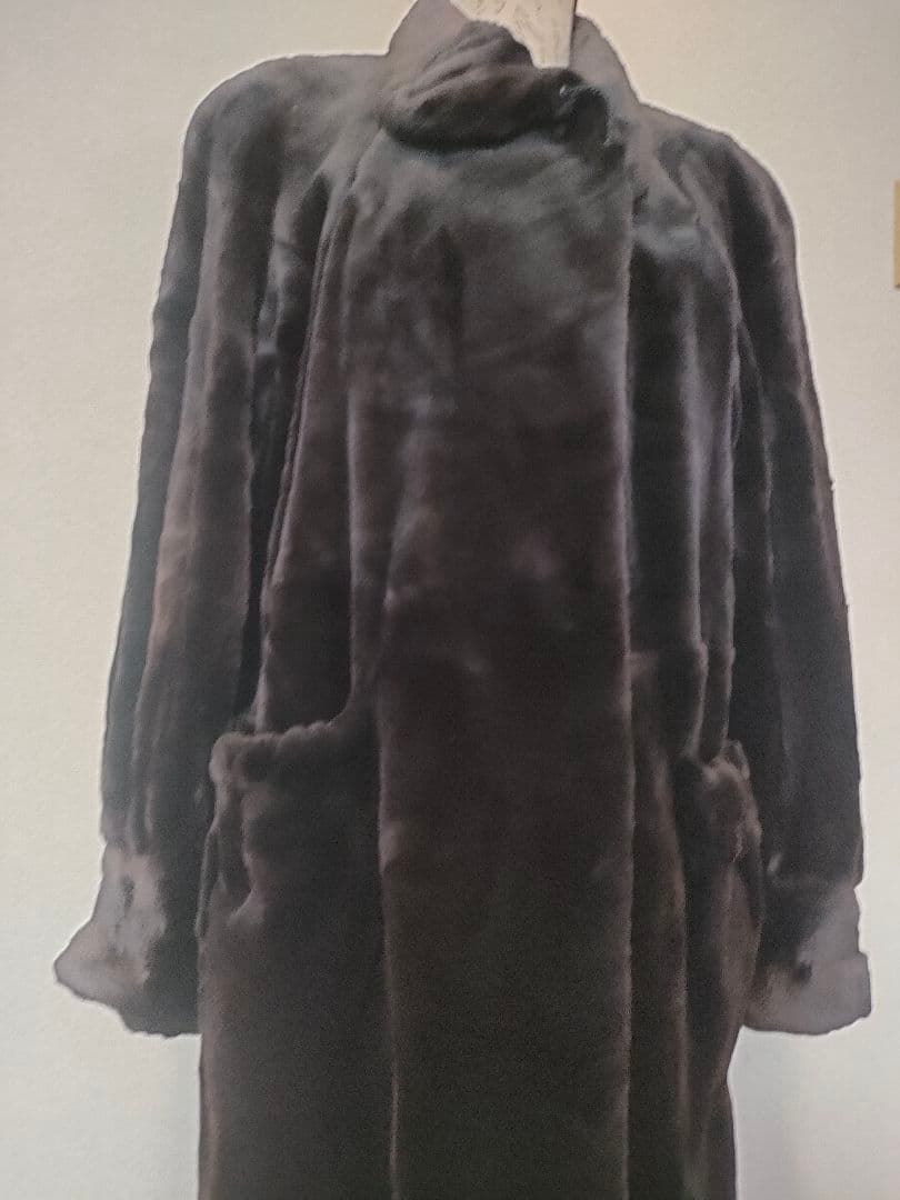 6 Altima 毛皮　シェアードミンク　ロングコート　黒
