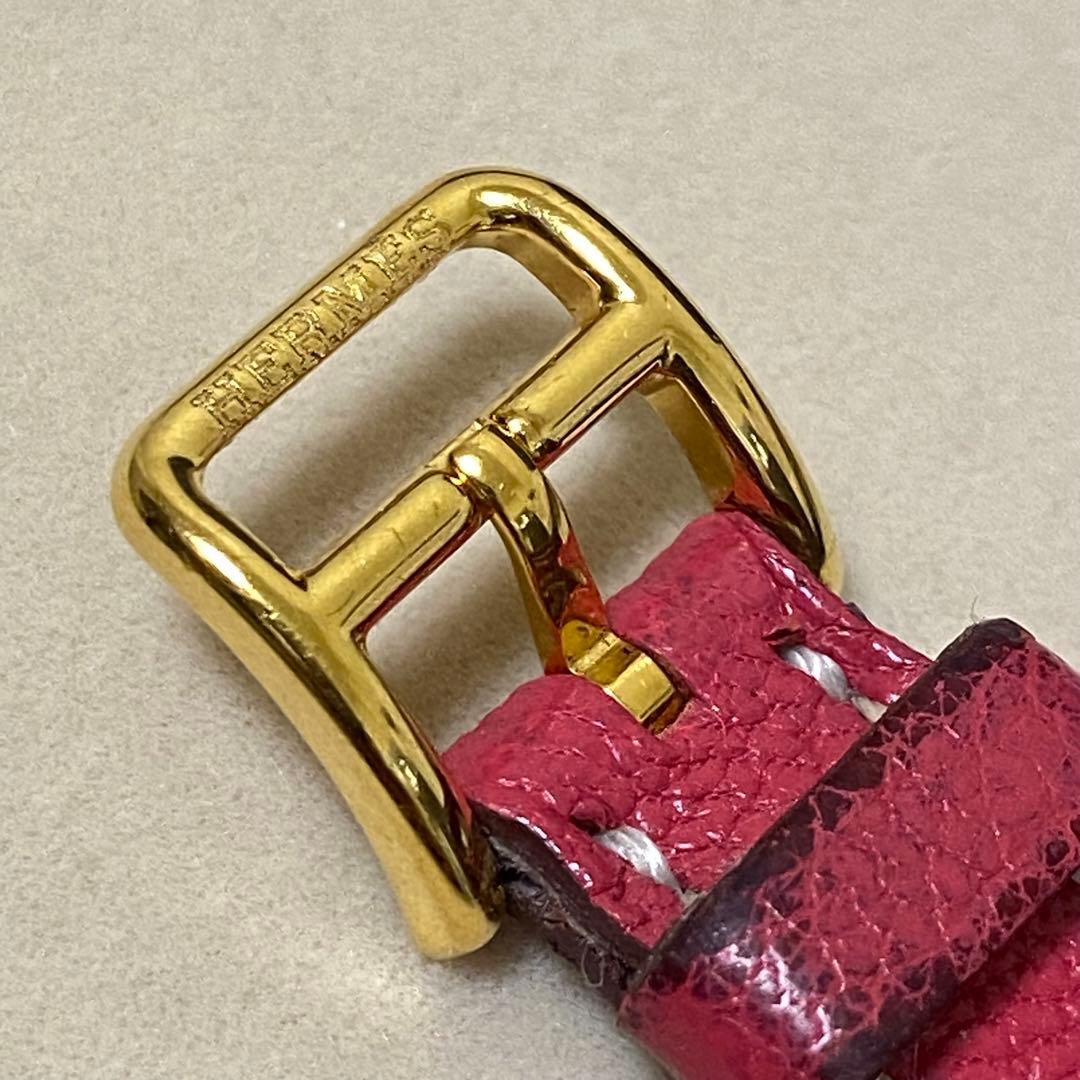 エルメス HERMES Hウォッチレザーベルト ゴールド金具 ピンク系