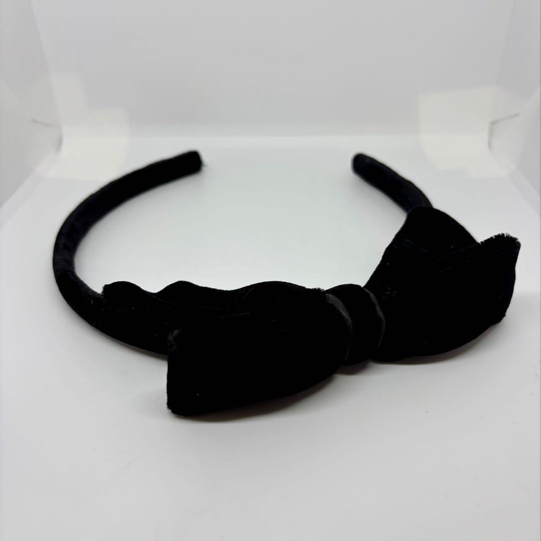 【良品】アレクサンドルドゥパリ カチューシャ リボン ベロア 黒 ヘアアクセ