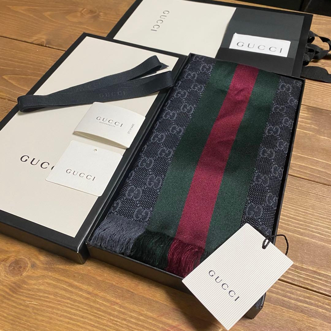 2026年新品✨GUCCIシェリーラインマフラー✨箱紙袋セット❗️グッチマフラー