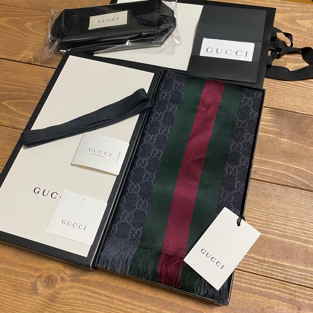 2026年新品✨GUCCIシェリーラインマフラー✨箱紙袋セット❗️グッチマフラー