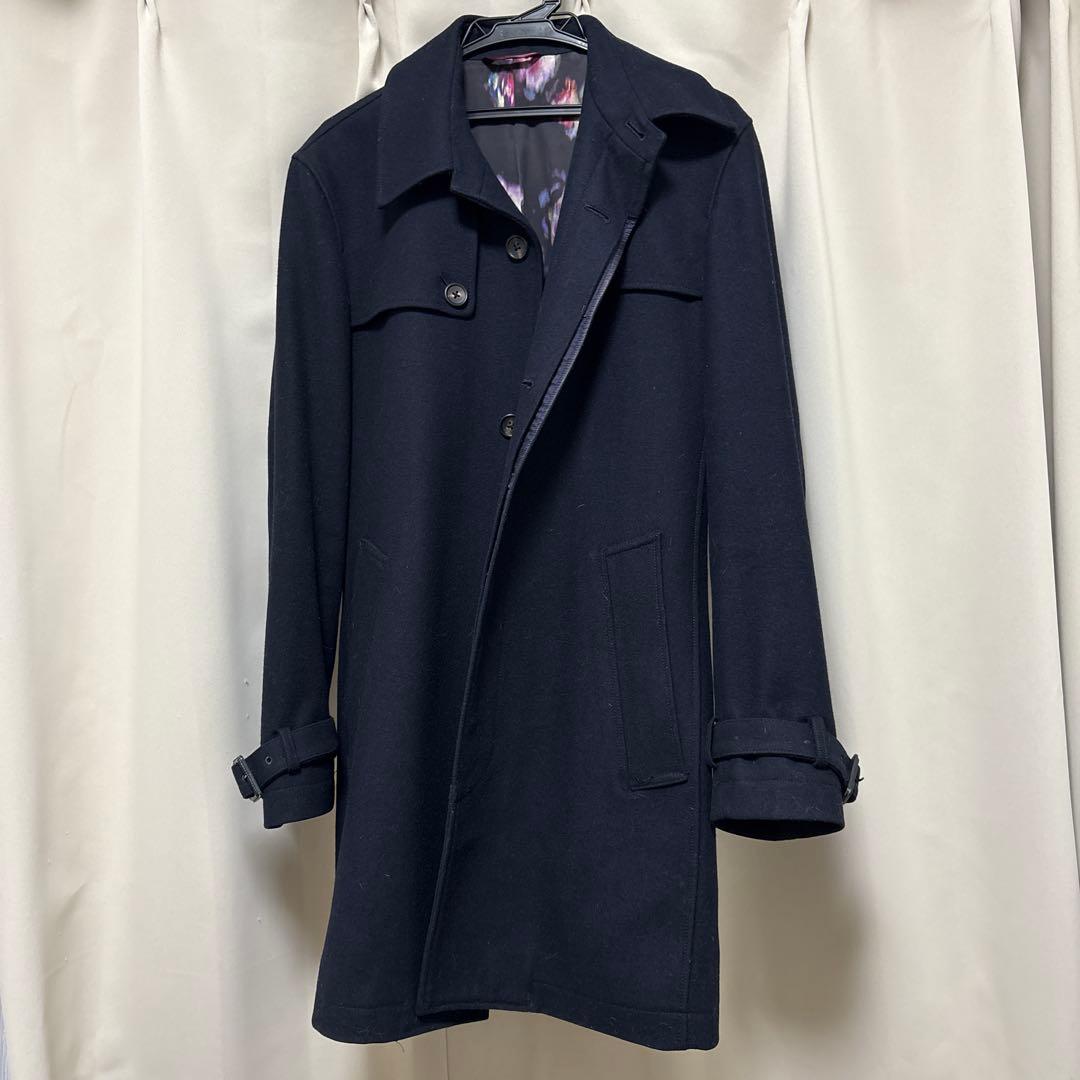 ポールスミス ウールコート カシミヤ混 ネイビー