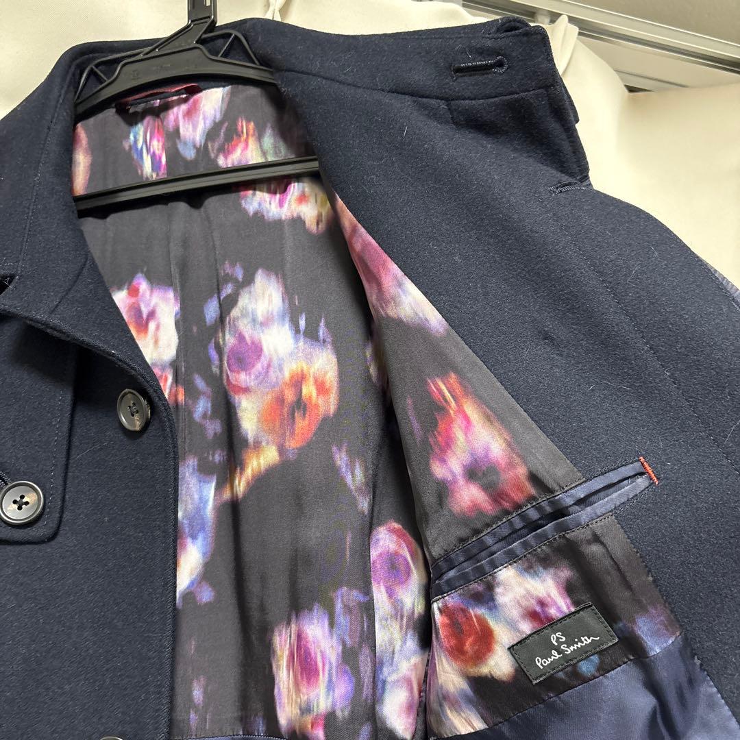 ポールスミス ウールコート カシミヤ混 ネイビー