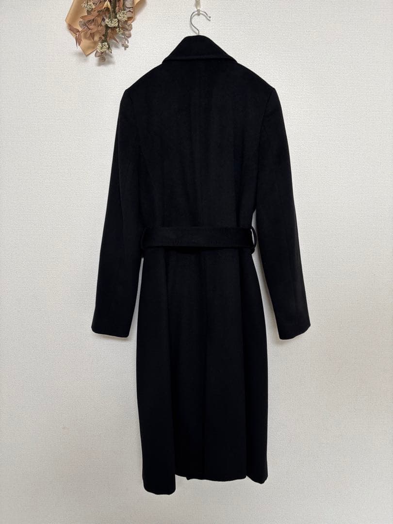 INED　カシミヤロングコート　ベルト付き　ブラック　11号　日本製　裏地付き