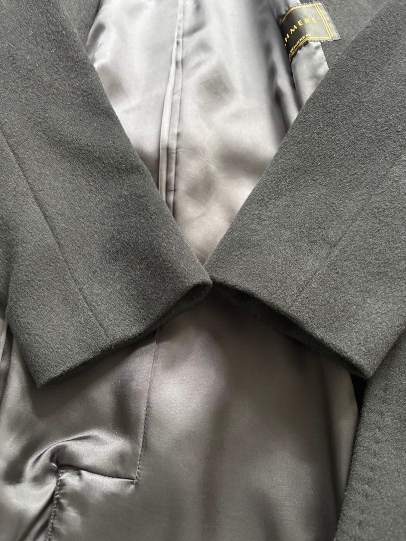 INED　カシミヤロングコート　ベルト付き　ブラック　11号　日本製　裏地付き