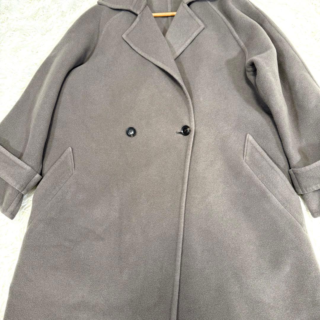 ウィムガゼット ボリュームロングリバーコート カシミヤ混 マキシ丈 ラグラン