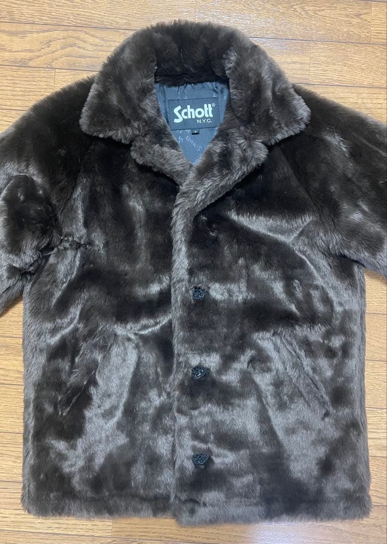 【Schott ショット 】ボア シングル ピーコート メンズ ファー アウター