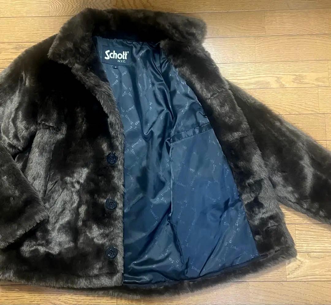 【Schott ショット 】ボア シングル ピーコート メンズ ファー アウター