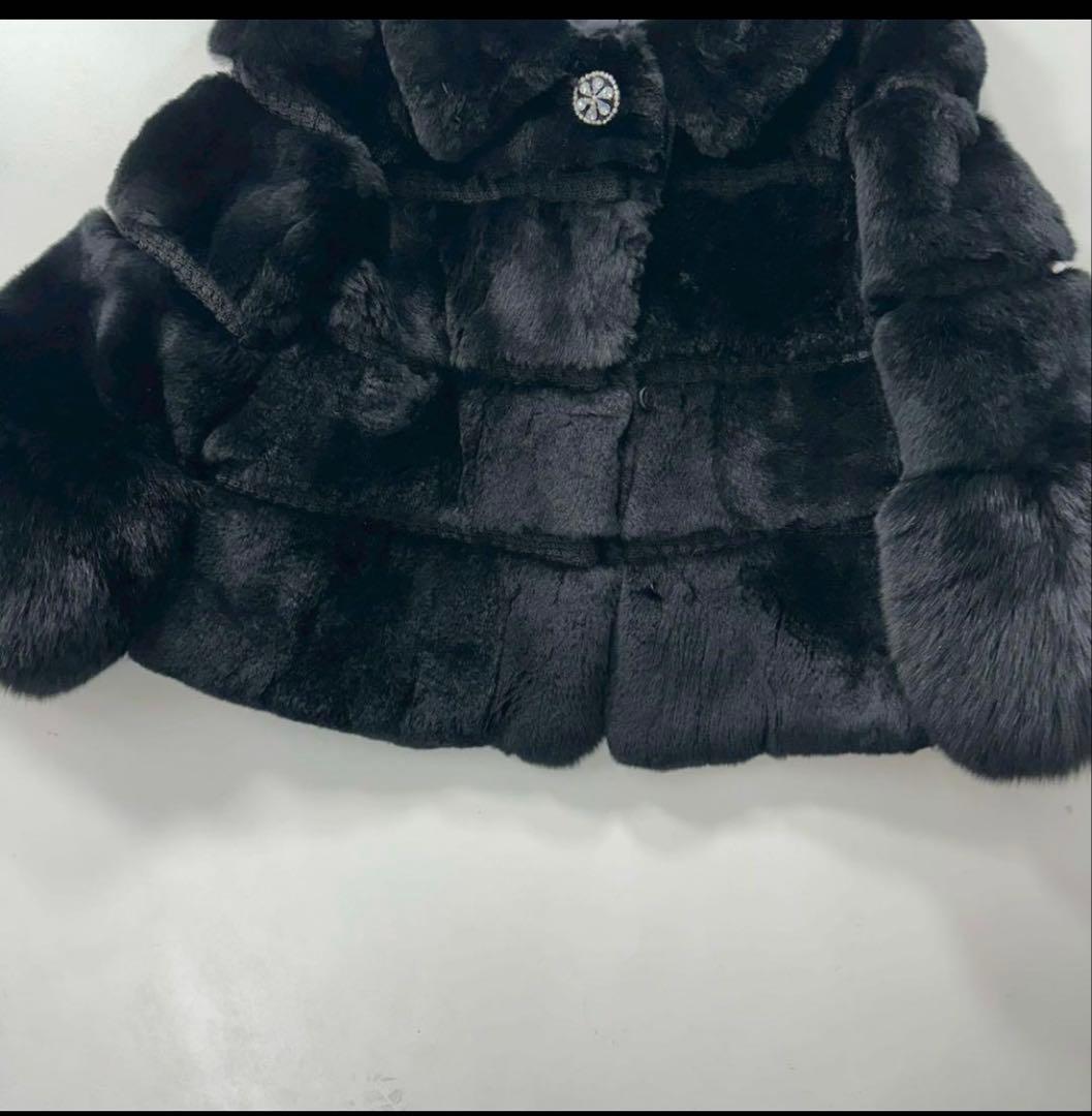 ヒ*ロ様 GRACE Class ラビット×フォックス ファーコート 黒　ビジュ