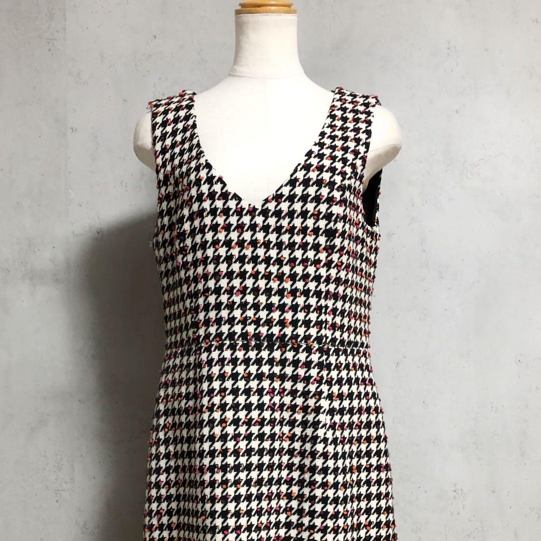 エムズグレイシー カラフルドット入り 千鳥柄 ジャンパースカート 40