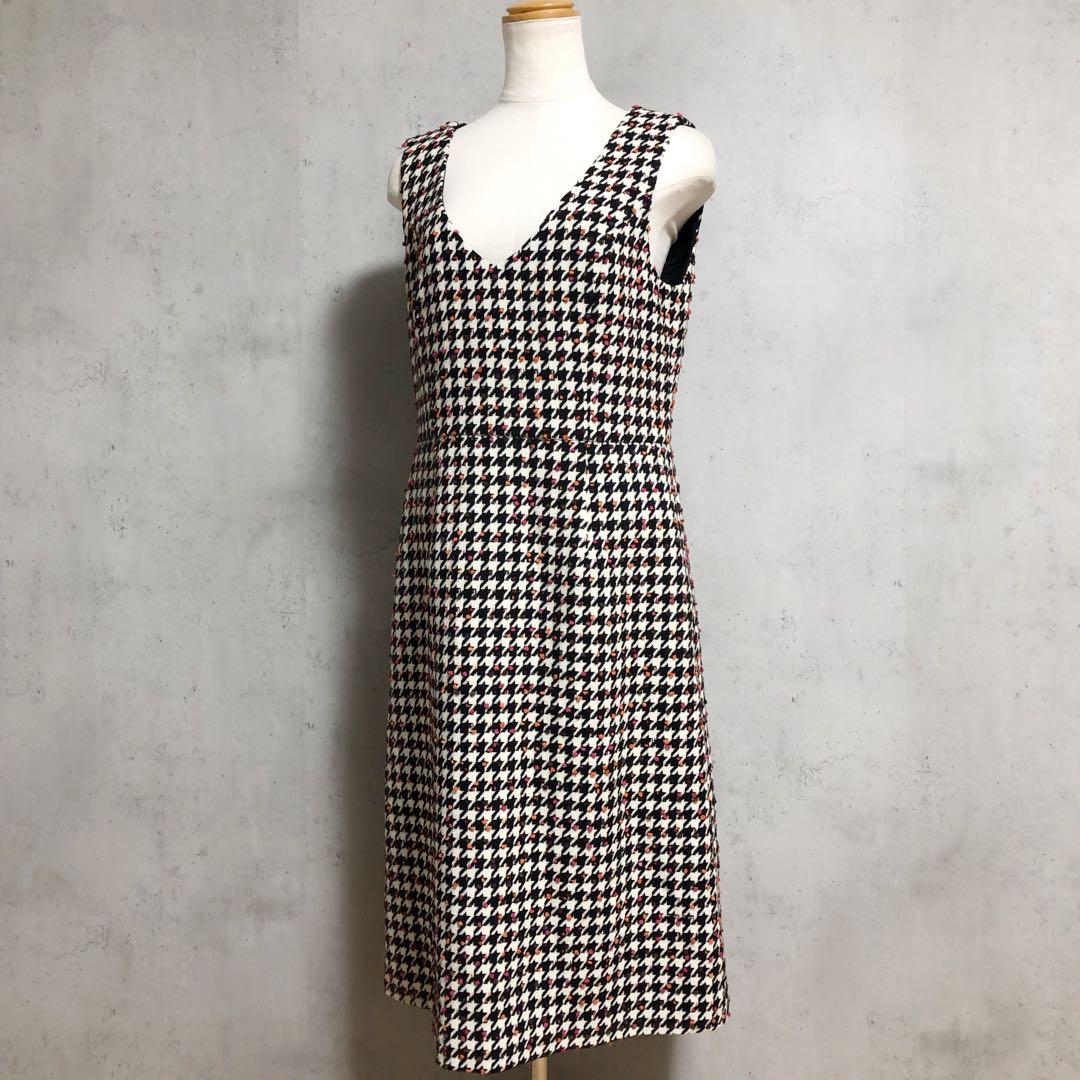 エムズグレイシー カラフルドット入り 千鳥柄 ジャンパースカート 40