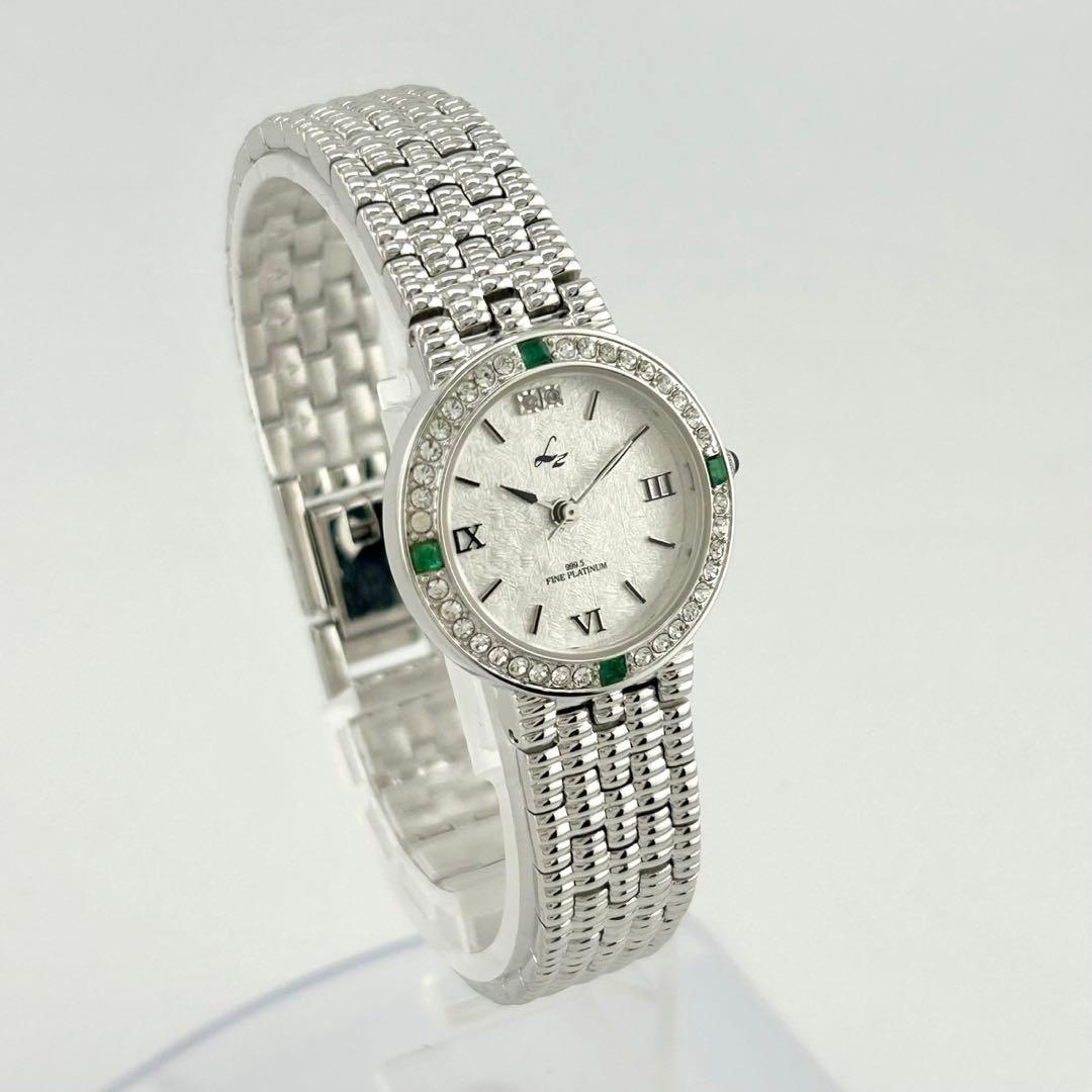 【美品　稼働品】LZ リズ ジュエリーコレクション　エメラルド　腕時計
