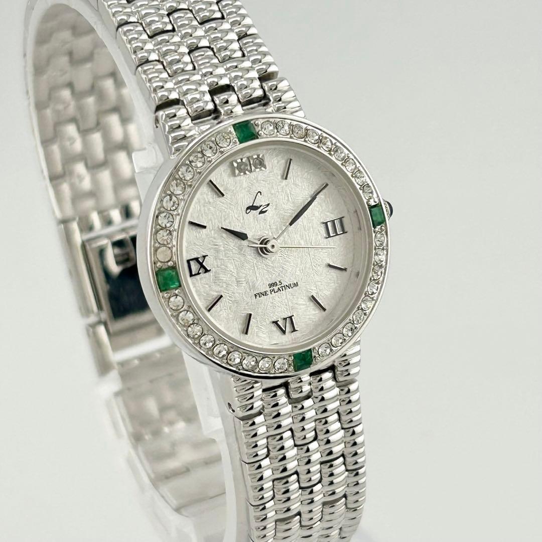 【美品　稼働品】LZ リズ ジュエリーコレクション　エメラルド　腕時計