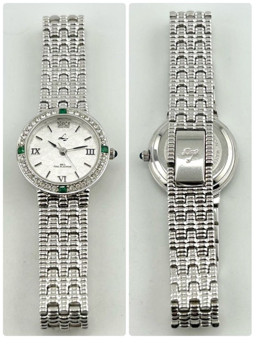 【美品　稼働品】LZ リズ ジュエリーコレクション　エメラルド　腕時計