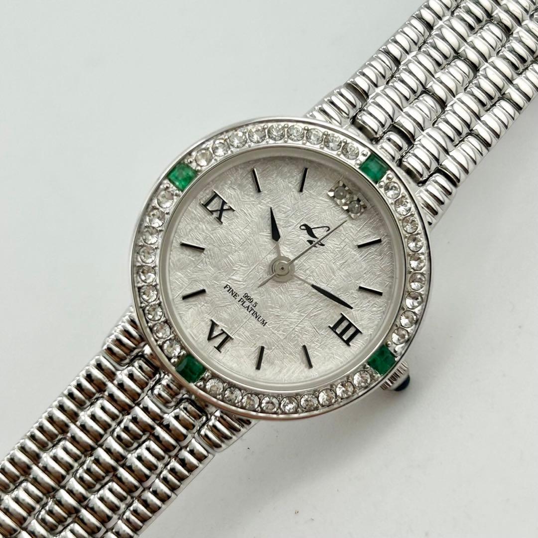 【美品　稼働品】LZ リズ ジュエリーコレクション　エメラルド　腕時計