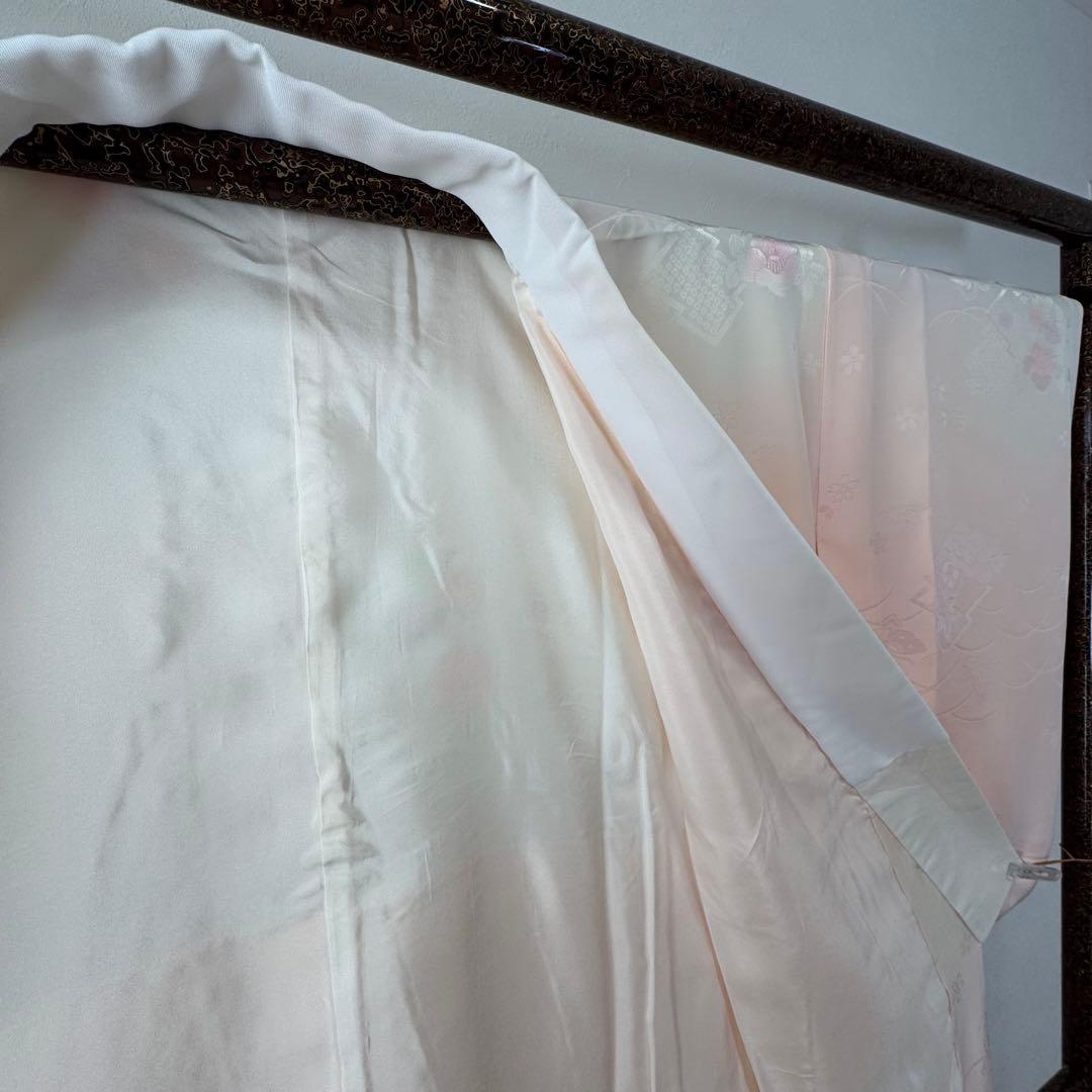 超美品　現代　正絹　長襦袢　袷　着物　和装　ピンク　紫　緑　122　横幅たっぷり