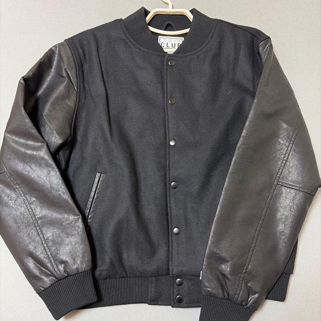 PRO CLUB スタジャン ブラック/レザー