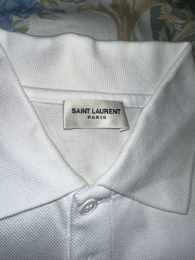 【新品】 サンローラン YSL 刺繍 ロゴ ポロシャツ ホワイト 白 XS