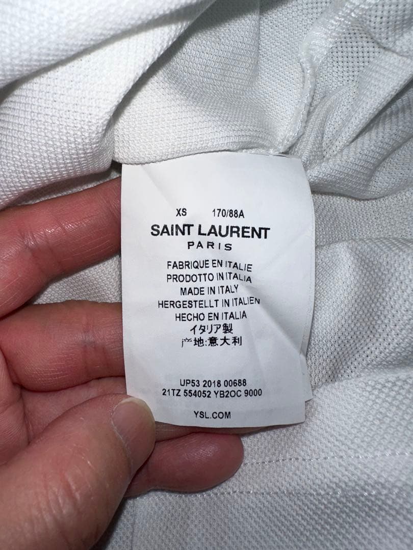 【新品】 サンローラン YSL 刺繍 ロゴ ポロシャツ ホワイト 白 XS