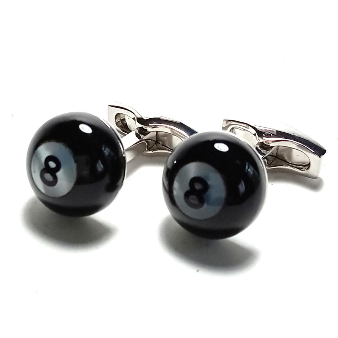 scc7 サイモンカーター カフリンクス 黒オニキス×白蝶貝 ビリヤード8ボール