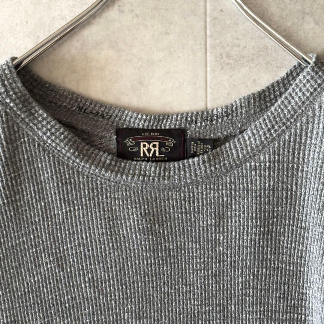 美品 2,3万 RRL クルーネック長袖ワッフル XXL グレー ラグラン