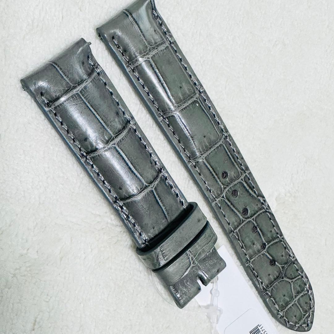 3063#20mm-18mmダークアッシュ★本物クロコダイルベルト★スイス製